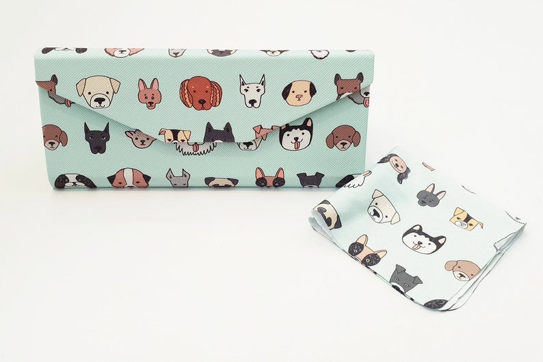 dog folding glasses case front view
