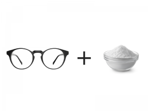 Remove glasses scratches with baking soda 